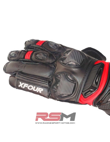 GUANTES ASFALTO ADULTO XFOUR NEGRO Y ROJO 2K23