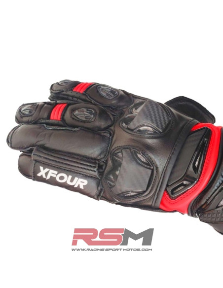 GUANTES ASFALTO ADULTO XFOUR NEGRO Y ROJO 2K23