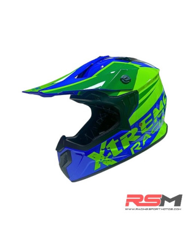 CASCO INFANTIL XTREME RACING 222 MOTOCROSS (Azul/Verde)