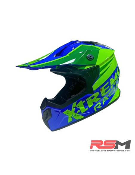 CASCO INFANTIL XTREME RACING 222 MOTOCROSS (Azul/Verde)