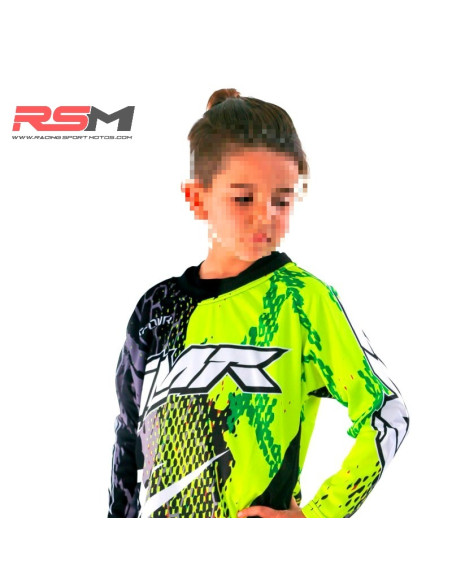 CAMISETA CROSS XFOUR AMARILLO Y VERDE FLUOR NIÑO MODELO 3K