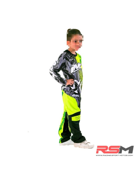 CAMISETA CROSS XFOUR AMARILLO Y VERDE FLUOR NIÑO MODELO 3K