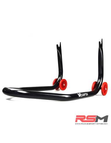 CABALLETE TRASERO MOTO CON SOPORTES EN V PARA DIÁBOLOS - NEGRO Y ROJO