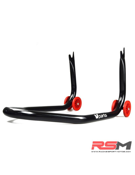 CABALLETE TRASERO MOTO CON SOPORTES EN V PARA DIÁBOLOS - NEGRO Y ROJO