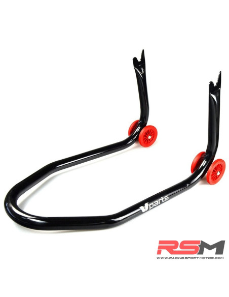 CABALLETE TRASERO MOTO CON SOPORTES EN V PARA DIÁBOLOS - NEGRO Y ROJO
