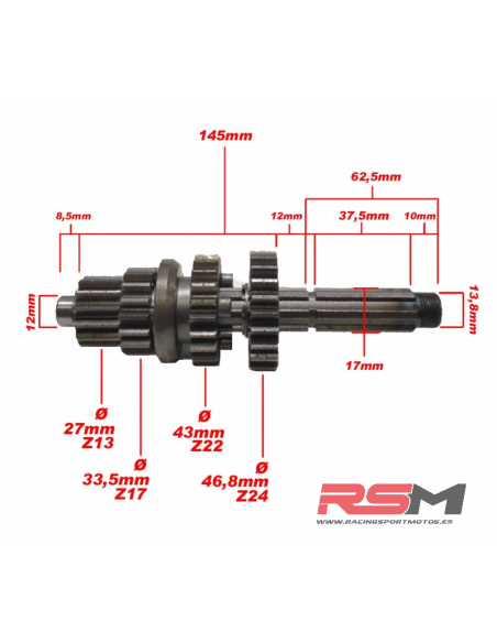 EJE PRIMARIO 125Z / 110Z (CAJA DE CAMBIOS)