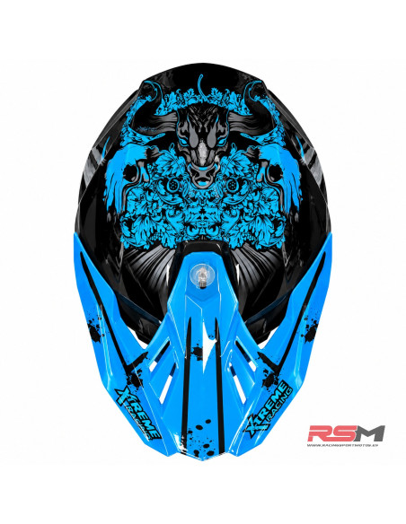 CASCO ADULTO XTREME RACING MOTOCROSS (TORO AZUL)