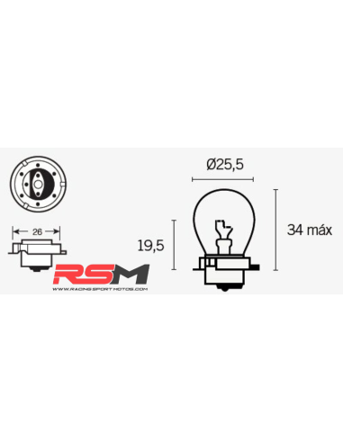 LÁMPARA 12V15W P26S