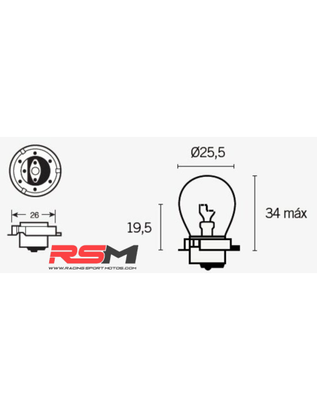 LÁMPARA 12V15W P26S