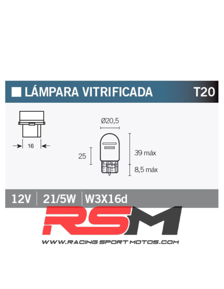 LÁMPARA 12V21/5W DOBLE FILAMENTO