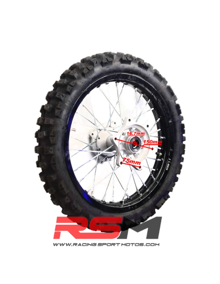 RUEDA TRASERA COMPLETA IMR CROSS 16" ( TIPO HONDA )
