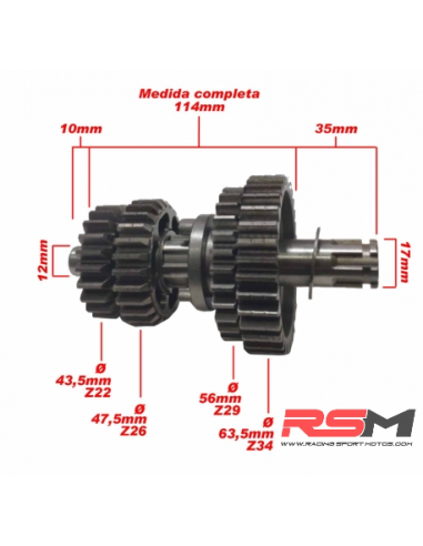 EJE SECUNDARIO 110Z /125Z RACING (CAJA DE CAMBIOS)