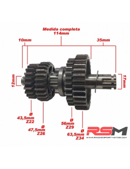 EJE SECUNDARIO 110Z /125Z RACING (CAJA DE CAMBIOS)