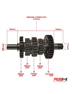 EJE SECUNDARIO 190Z (CAJA DE CAMBIOS) EJE 16mm