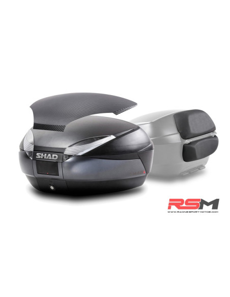 Baúl SHAD SH48 Gris Tapa CARBONO + DOBLE Respaldo