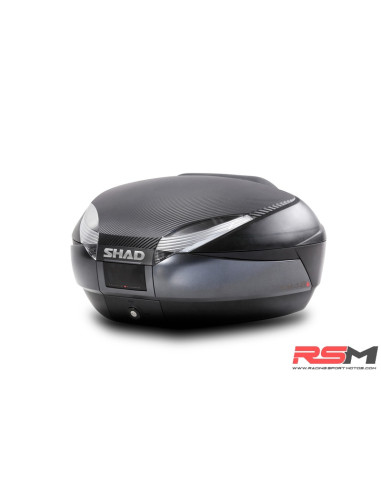 Baúl SHAD SH48 Gris Tapa CARBONO + DOBLE Respaldo