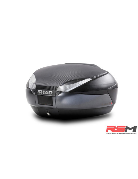 Baúl SHAD SH48 Gris Tapa CARBONO + DOBLE Respaldo