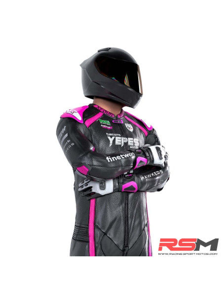 MONO XFOUR ADULTO MODELO YEPES X MIR RACING ROSA FLUOR Y NEGRO