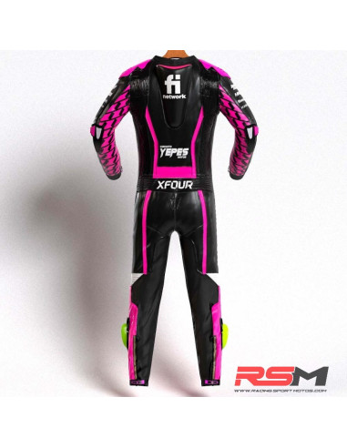 MONO XFOUR ADULTO MODELO YEPES X MIR RACING ROSA FLUOR Y NEGRO