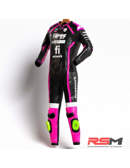 MONO XFOUR ADULTO MODELO YEPES X MIR RACING ROSA FLUOR Y NEGRO